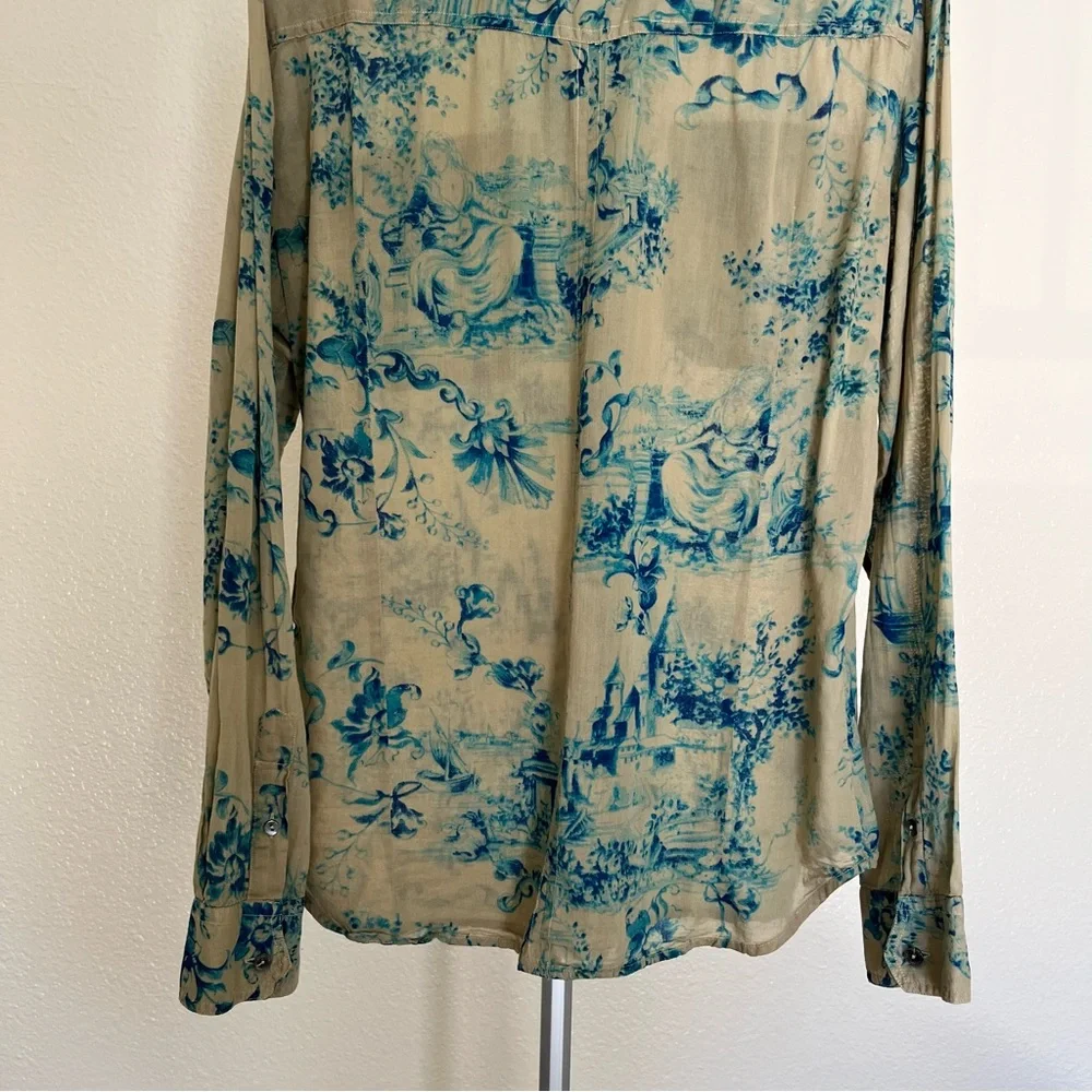 Vintage 1998 Dolce & Gabbana Toile De Jouy Beige & Bleu Shirt Size L - Picture 6 of 14